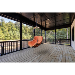 Porch Swing Chair, Solid Wood Frame with Terracotta Cushion