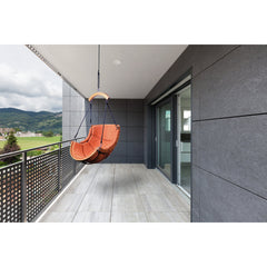 Porch Swing Chair, Solid Wood Frame with Terracotta Cushion