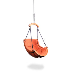 Porch Swing Chair, Solid Wood Frame with Terracotta Cushion