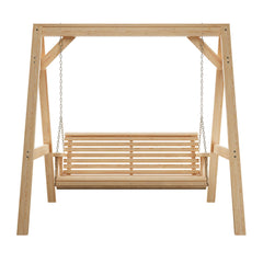 Porch Swing with A-Frame Stand, 5 Ft Wide, Natural Pine