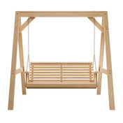 Porch Swing with A-Frame Stand, 5 Ft Wide, Natural Pine