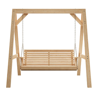 Porch Swing with A-Frame Stand, 5 Ft Wide, Natural Pine