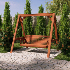 Porch Swing with A-Frame Stand, 5 Ft Wide, Natural Pine