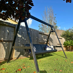 Porch Swing with A-Frame Stand, 5 Ft Wide, Natural Pine