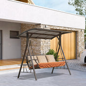 Porch Swing with Stand in Brown Metal with Adjustable Canopy