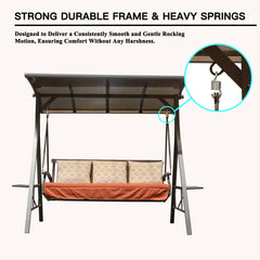 Porch Swing with Stand in Brown Metal with Adjustable Canopy