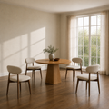 Scale | the set of four against a full window in the plaster dining room, true size