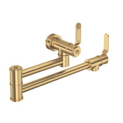 Pot Filler, Armstrong, Wall Mount, 2 Lever Handles, Brass, Satin English Gold