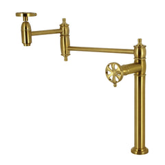 Pot Filler Faucet, Belknap, Two-Handle Deck Mount in Brushed Brass