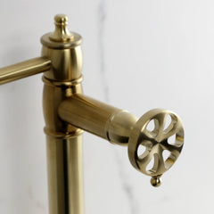 Pot Filler Faucet, Belknap, Two-Handle Deck Mount in Brushed Brass
