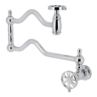 Pot Filler Faucet, Belknap, Two-Handle Wall Mount in Polished Chrome