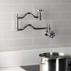 Pot Filler Faucet, Belknap, Two-Handle Wall Mount in Polished Chrome
