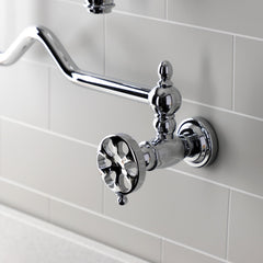 Pot Filler Faucet, Belknap, Two-Handle Wall Mount in Polished Chrome