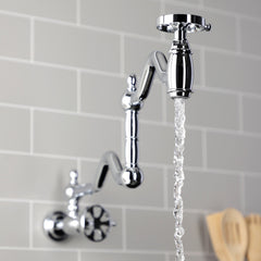 Pot Filler Faucet, Belknap, Two-Handle Wall Mount in Polished Chrome