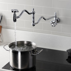 Pot Filler Faucet, Belknap, Two-Handle Wall Mount in Polished Chrome