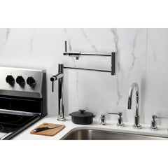 Pot Filler Faucet, Concord, Deck Mount with Two Handles in Polished Chrome
