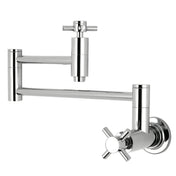 Pot Filler Faucet, Concord, Wall Mount, Two Handle, Brass, Polished Chrome
