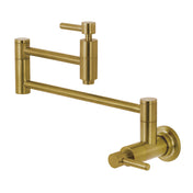 Pot Filler Faucet, Concord, Wall Mount, Two-Handle, Brass, Brushed Brass