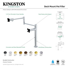 Pot Filler Faucet, Duchess, Two-Handle Deck Mount in Matte Black