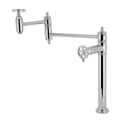 Pot Filler Faucet, Fuller, Two-Handle Deck Mount in Polished Chrome