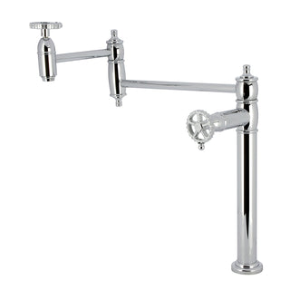 Pot Filler Faucet, Fuller, Two-Handle Deck Mount in Polished Chrome