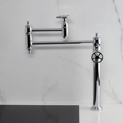 Pot Filler Faucet, Fuller, Two-Handle Deck Mount in Polished Chrome