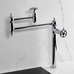 Pot Filler Faucet, Fuller, Two-Handle Deck Mount in Polished Chrome