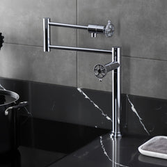 Pot Filler Faucet, Fuller, Two-Handle Deck Mount in Polished Chrome
