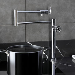 Pot Filler Faucet, Fuller, Two-Handle Deck Mount in Polished Chrome
