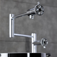 Pot Filler Faucet, Fuller, Two-Handle Deck Mount in Polished Chrome