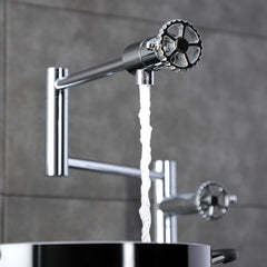 Pot Filler Faucet, Fuller, Two-Handle Deck Mount in Polished Chrome