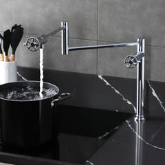 Pot Filler Faucet, Fuller, Two-Handle Deck Mount in Polished Chrome