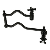 Pot Filler Faucet, Heirloom, Two-Handle Wall Mount in Matte Black