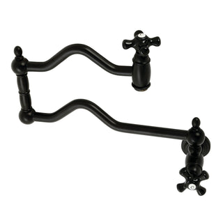 Pot Filler Faucet, Heirloom, Two-Handle Wall Mount in Matte Black