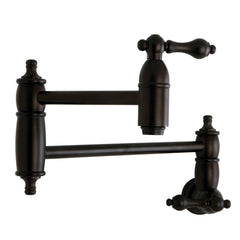 Pot Filler Faucet, Heirloom, Two-Handle Wall Mount in Oil Rubbed Bronze