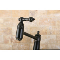 Pot Filler Faucet, Heirloom, Two-Handle Wall Mount in Oil Rubbed Bronze