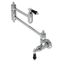 Pot Filler Faucet, Heirloom, Wall Mount with Two Handles in Polished Chrome