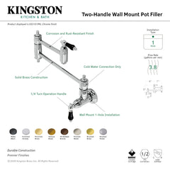 Pot Filler Faucet, Heirloom, Wall Mount with Two Handles in Polished Chrome