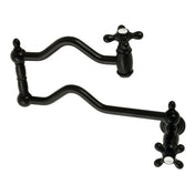 Pot Filler Faucet, Heritage, Wall Mount, Two-Handle, Matte Black