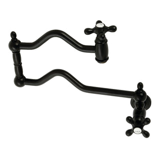 Pot Filler Faucet, Heritage, Wall Mount, Two-Handle, Matte Black