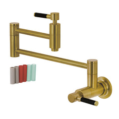 Pot Filler Faucet, Kaiser, Two-Handle, 1-Hole, Wall Mount, Satin Brass