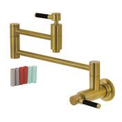 Pot Filler Faucet, Kaiser, Two-Handle, 1-Hole, Wall Mount, Satin Brass