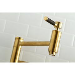 Pot Filler Faucet, Kaiser, Two-Handle, 1-Hole, Wall Mount, Satin Brass