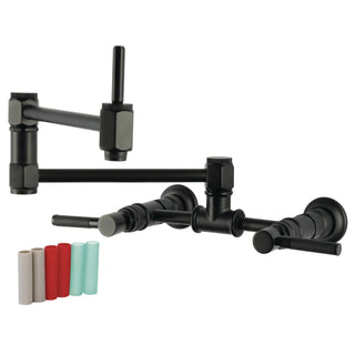 Pot Filler Faucet, Kaiser, Two-Handle Wall Mount in Matte Black