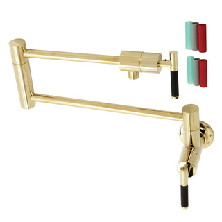 Pot Filler Faucet, Kaiser, Wall Mount with Two Handles in Polished Brass