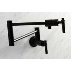 Pot Filler Faucet, Milano, Wall Mount with Two Handles in Matte Black