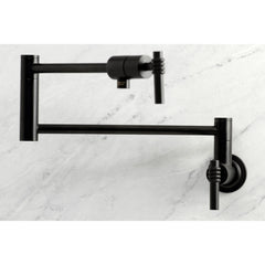 Pot Filler Faucet, Milano, Wall Mount with Two Handles in Matte Black