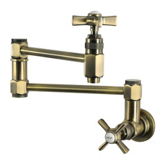 Pot Filler Faucet, Millennium, Wall Mount with Two Handles in Antique Brass