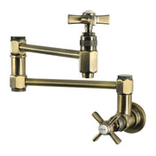 Pot Filler Faucet, Millennium, Wall Mount with Two Handles in Antique Brass