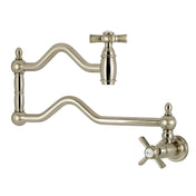 Pot Filler Faucet, Millennium, Wall Mount with Two Handles in Brushed Nickel